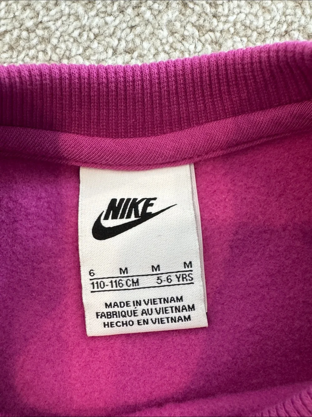 Nike Kids Magenta Crewneck Sweatshirt with Swoosh